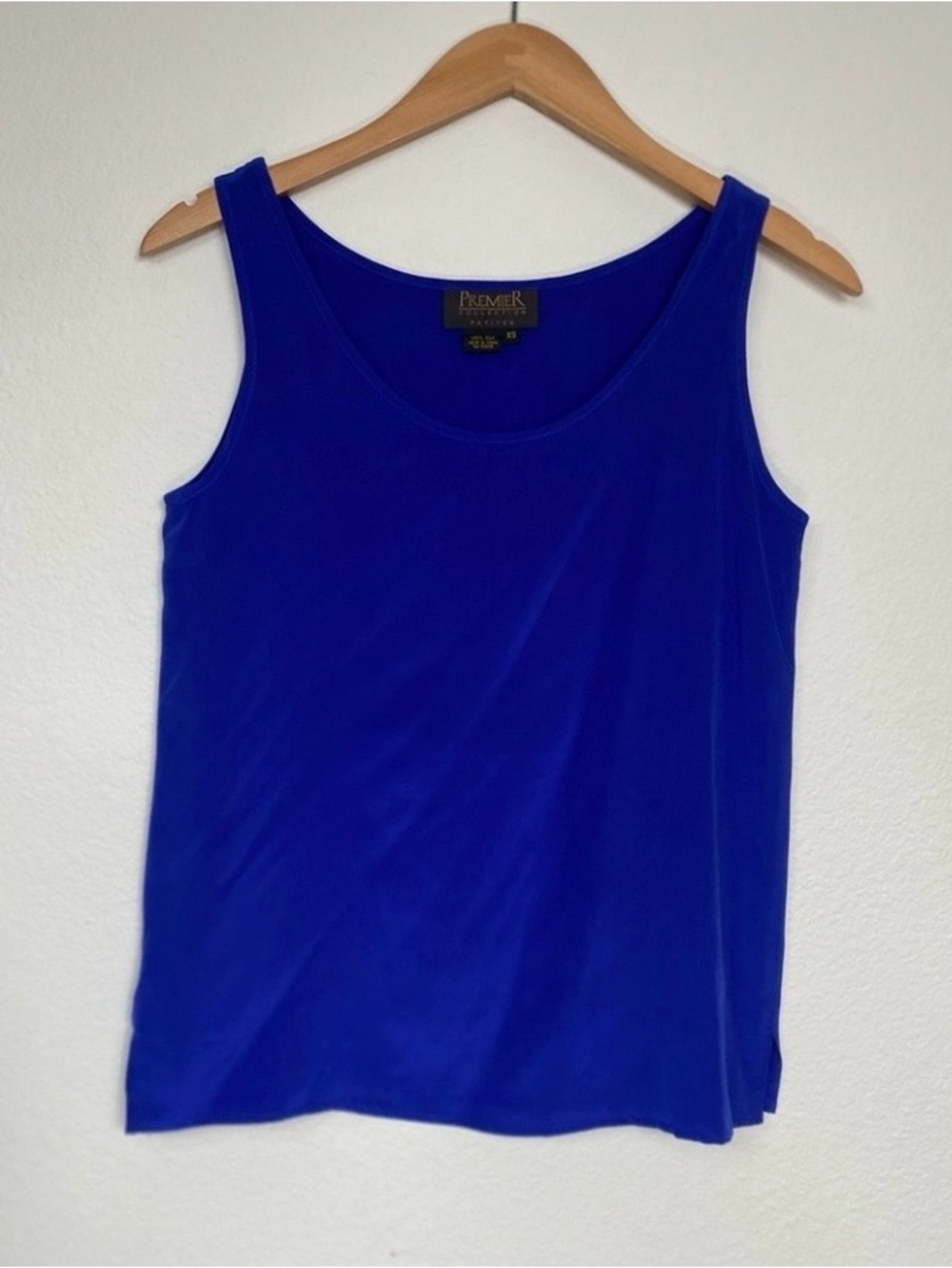 Premier Collection Womens Cobalt Blue 100% Silk Camisole XSP Classic Minimalist